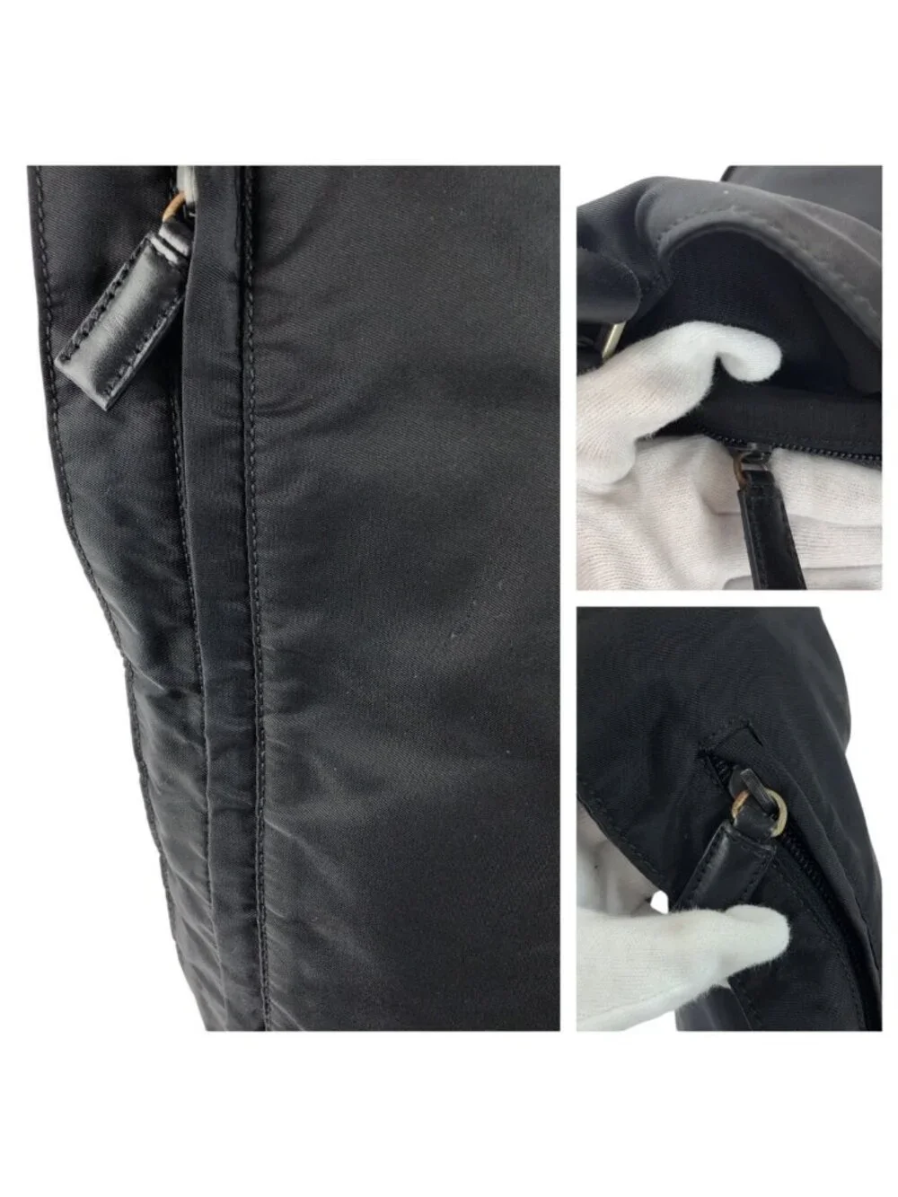 Prada Tessuto Black Silver Nylon Shoulder Bag Crossbody Pochette